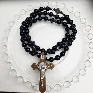 흑요석 천주교 묵주 목걸이